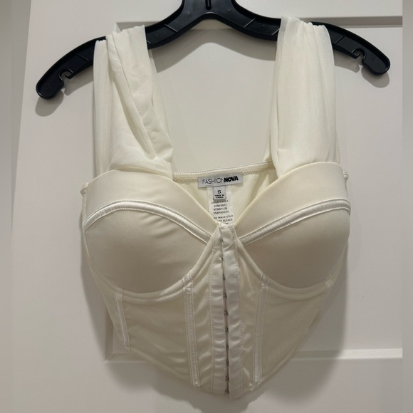 FashionNova Totally Boned Mesh Corset Top, Color Bone, Size Small - Picture 5 of 7
